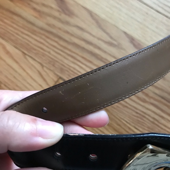 Vintage Designer Leather Classic accessory Gold buckle waist belt chocolate 🍫 - Picture 15 of 15